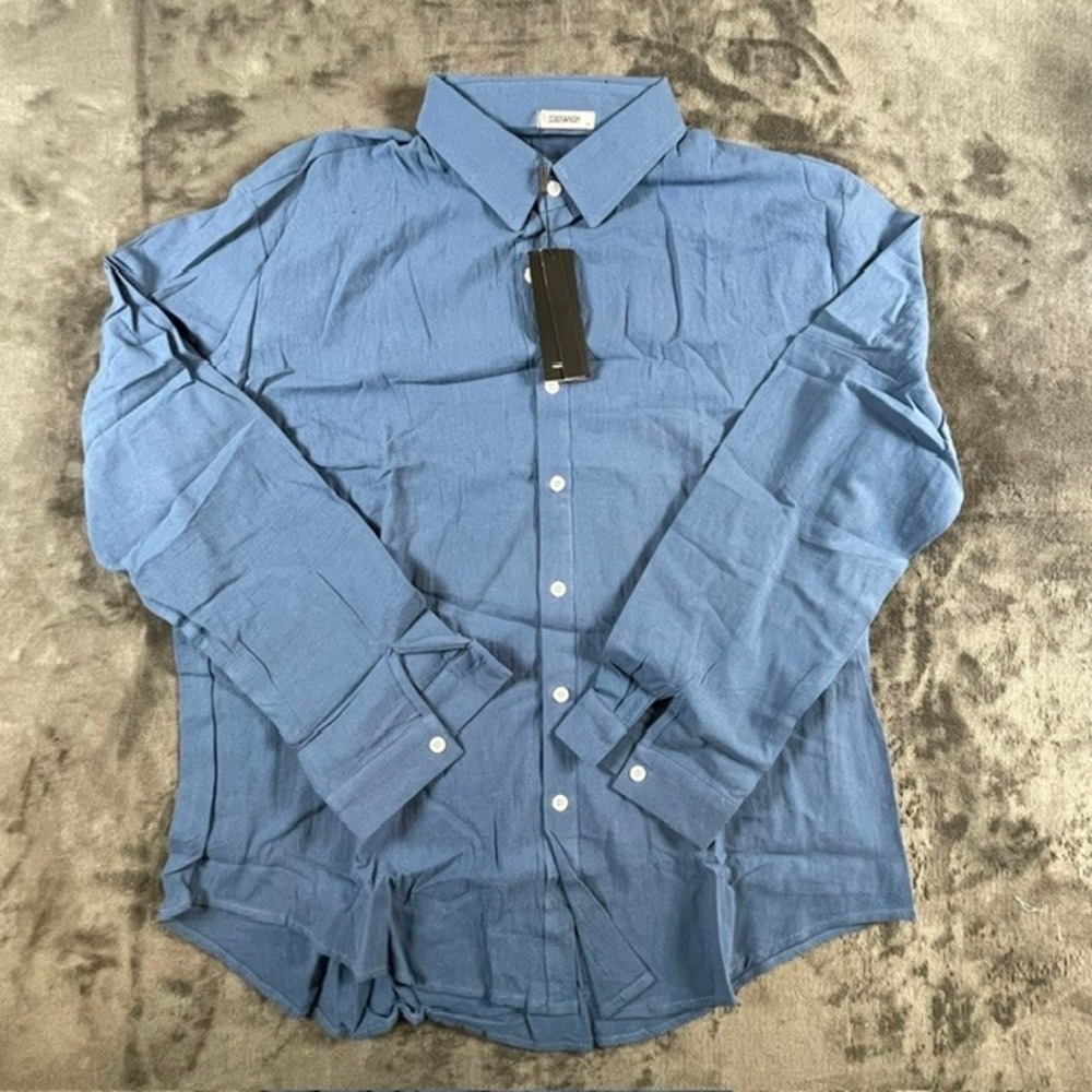 Coofandy Mens Blue Casual Button Down Shirt Long Sleeve XL NWT